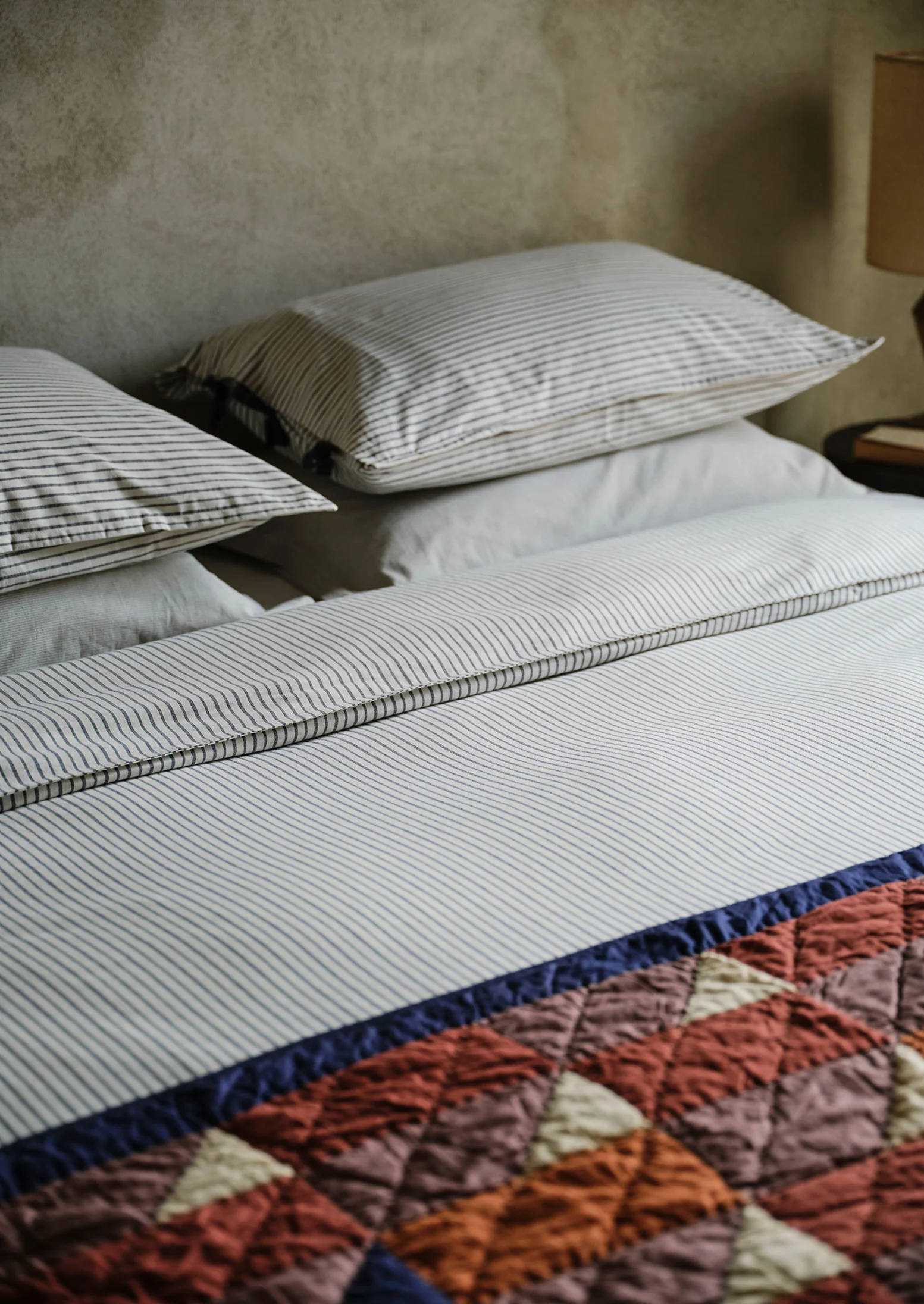 Pyjama Stripe Cotton Duvet Cover | Navy/Ecru - Image 5