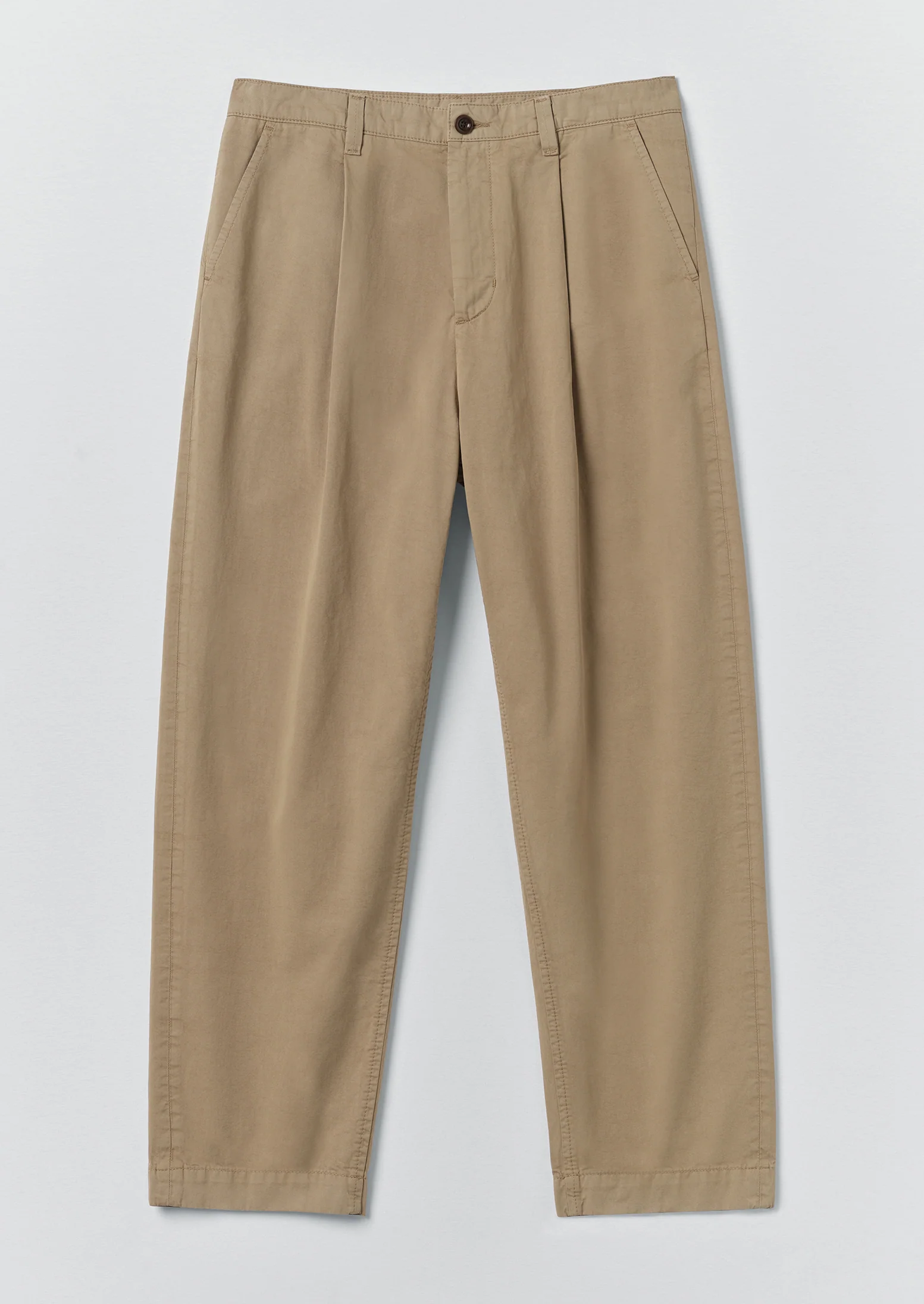 Otto Pleated Cotton Twill Trousers | Oyster