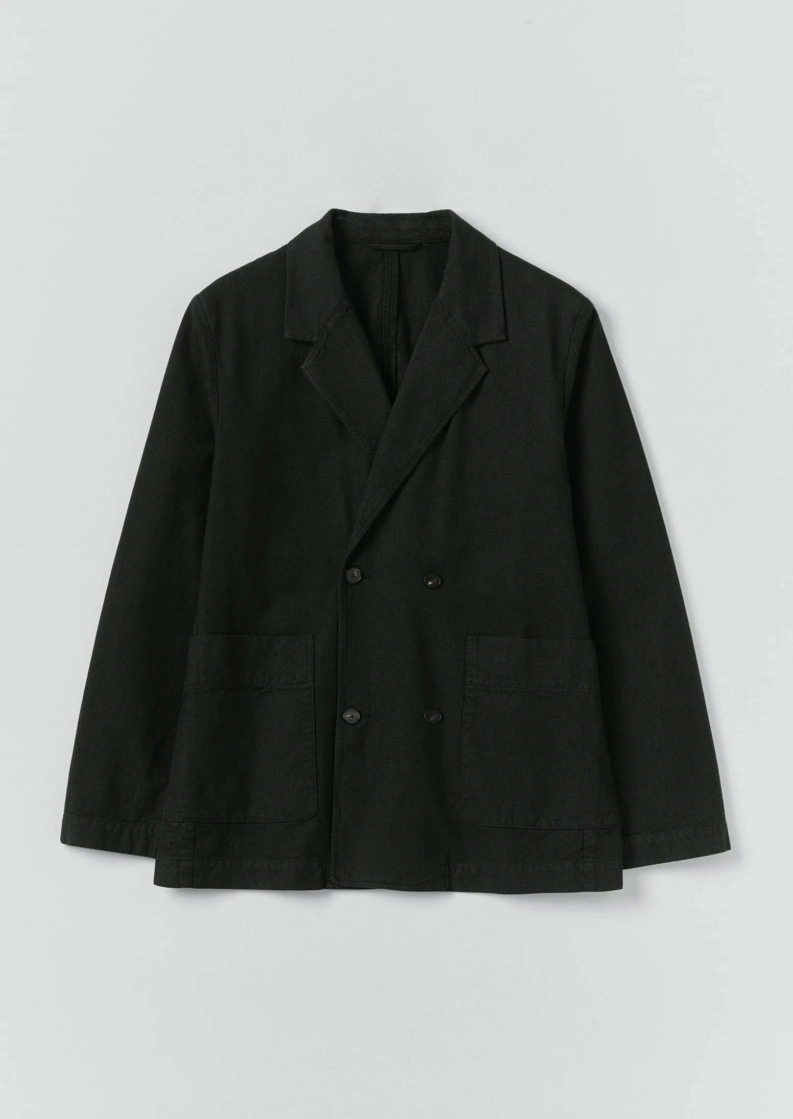 Overdyed Micro Houndstooth Cotton Blazer | Oil Green