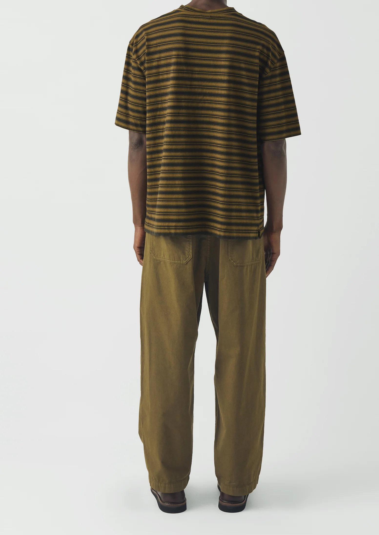 Overdyed Stripe Organic Cotton Tee | Blue Graphite/Woodland Green - Image 4