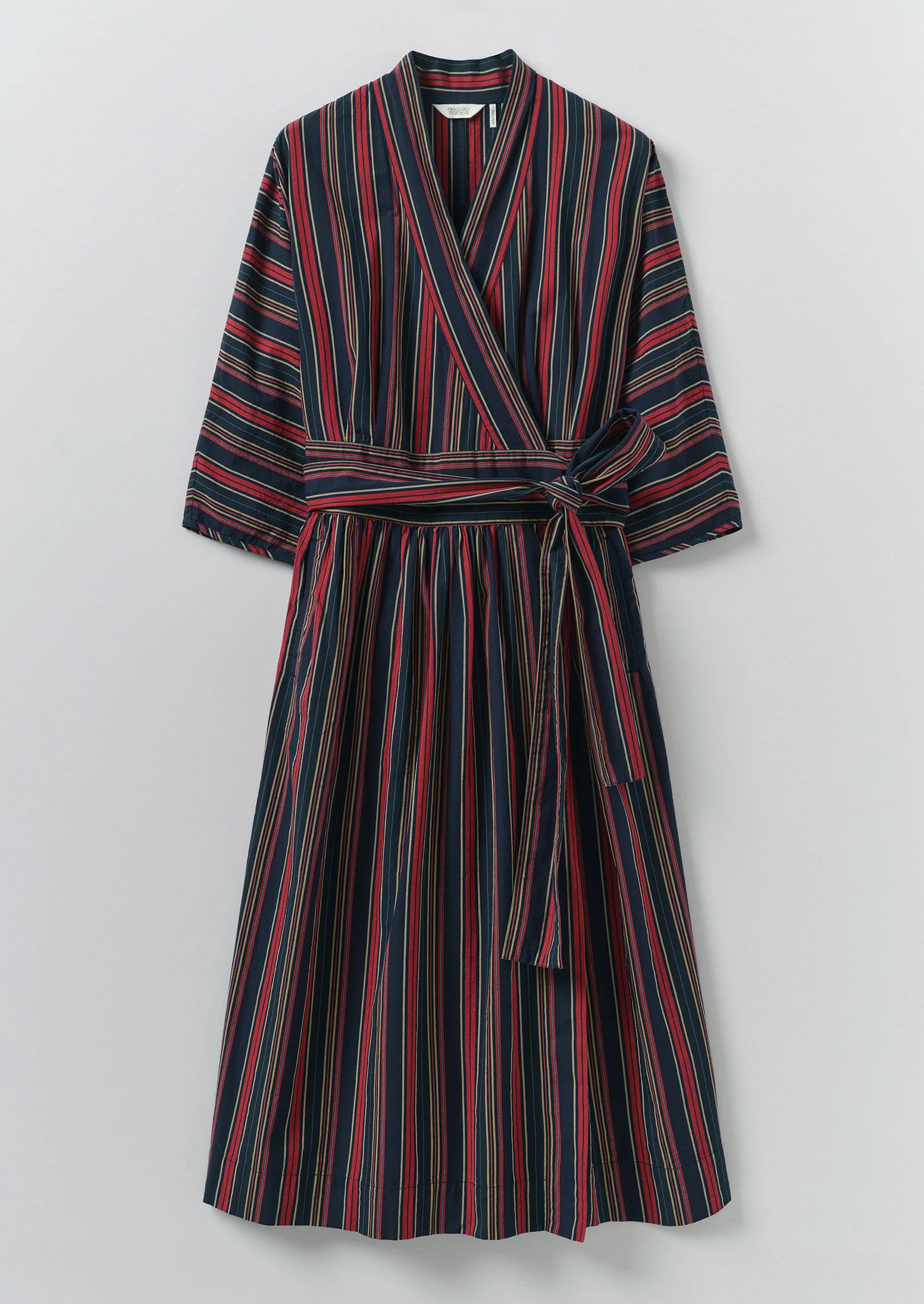 Pantry Stripe Cotton Wrap Dress | Provence Blue