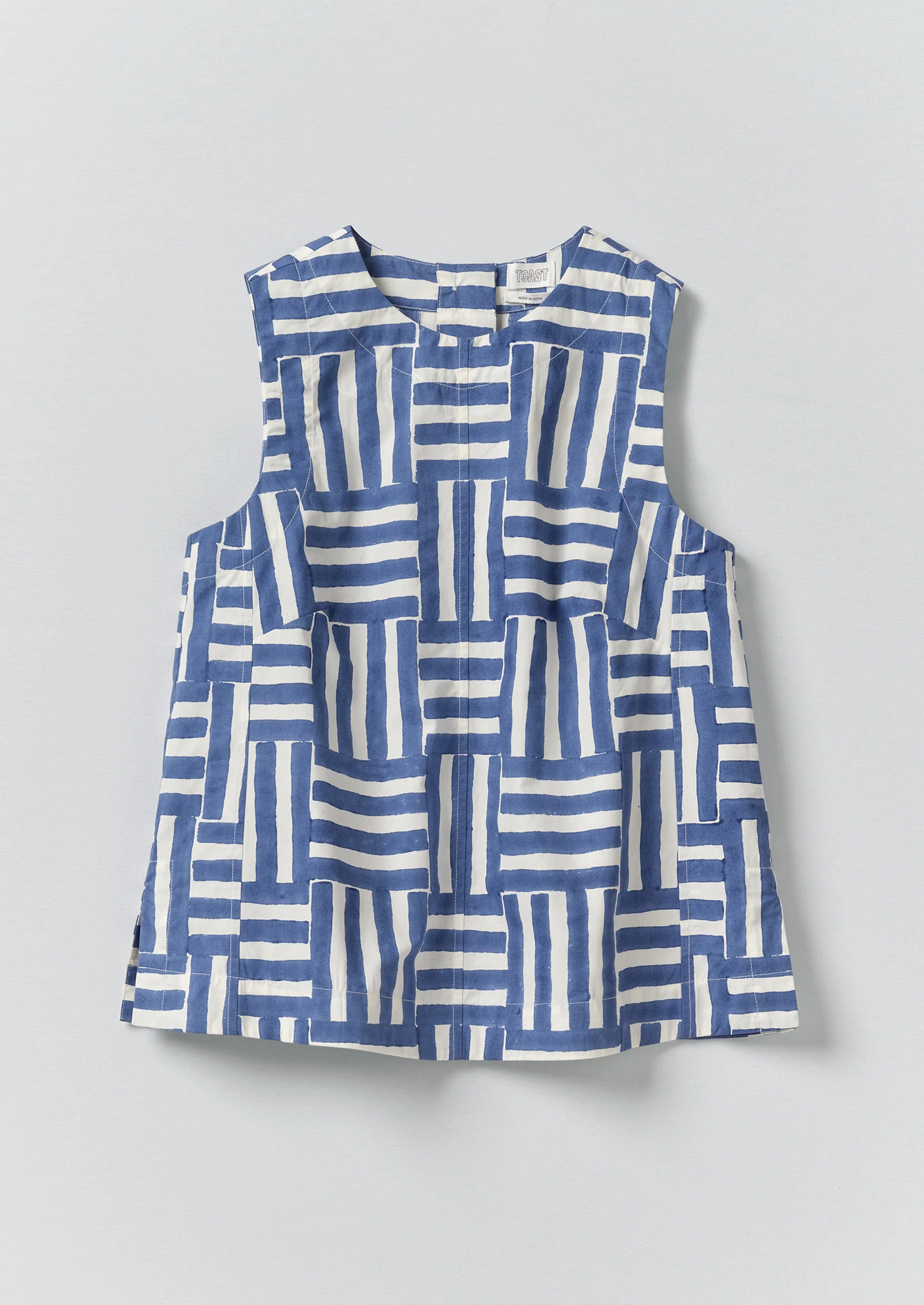 Patchwork Stripe Block Print Top | Deep Cornflower