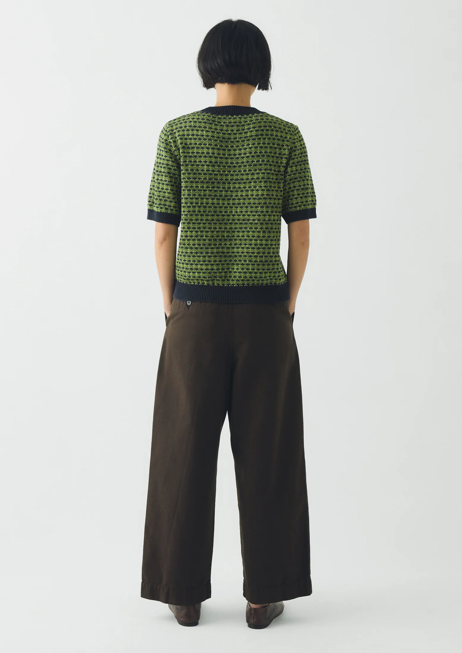 Pleat Front Garment Dyed Cotton Trousers | Black Walnut - Image 3