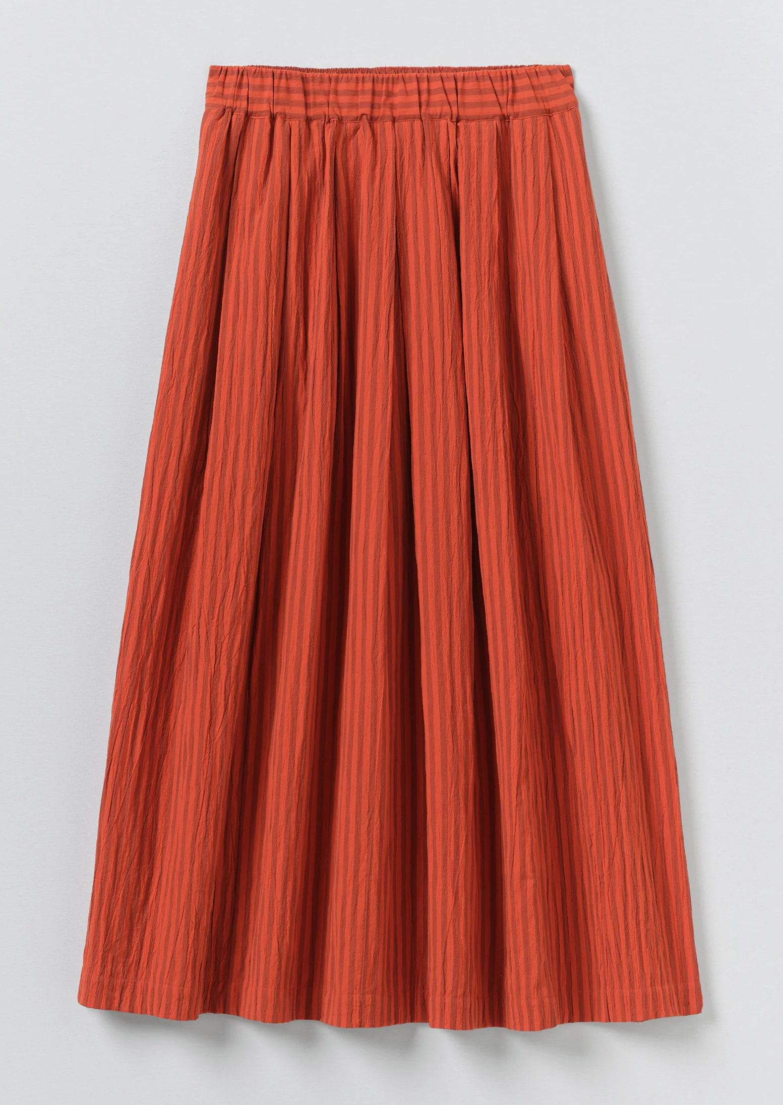 Pleated Cotton Stripe Skirt | Tomato