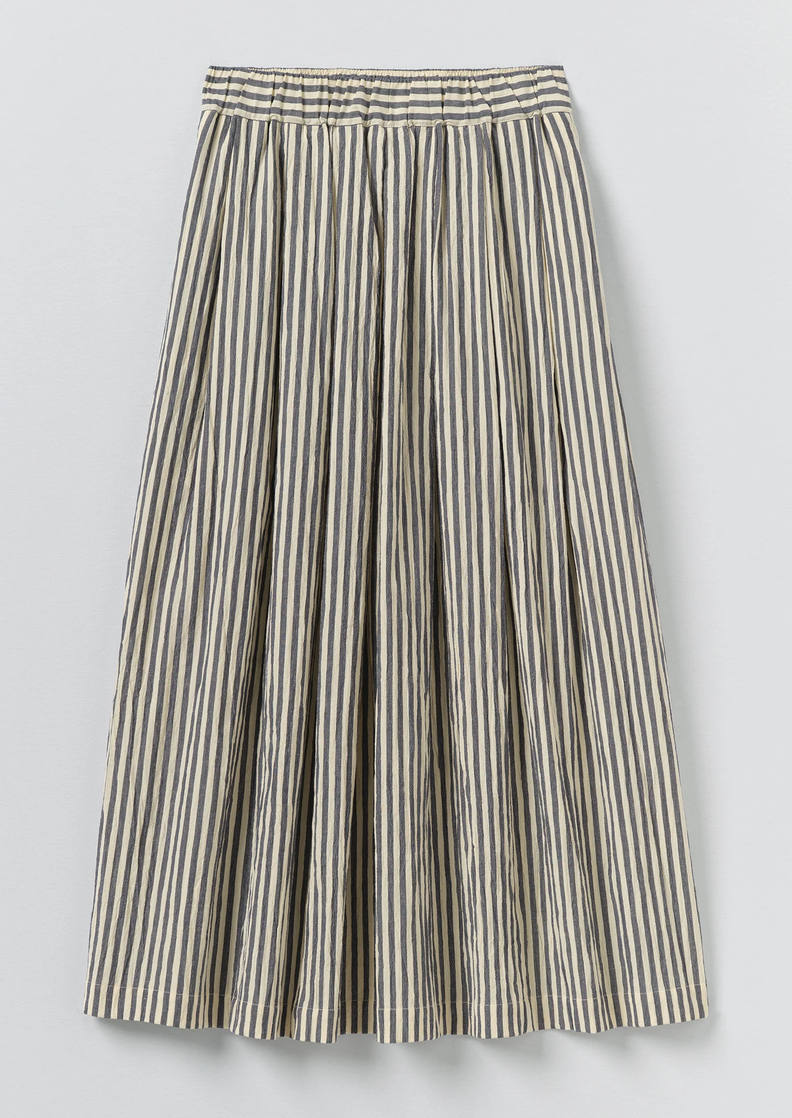 Pleated Cotton Stripe Skirt | Workshop Blue