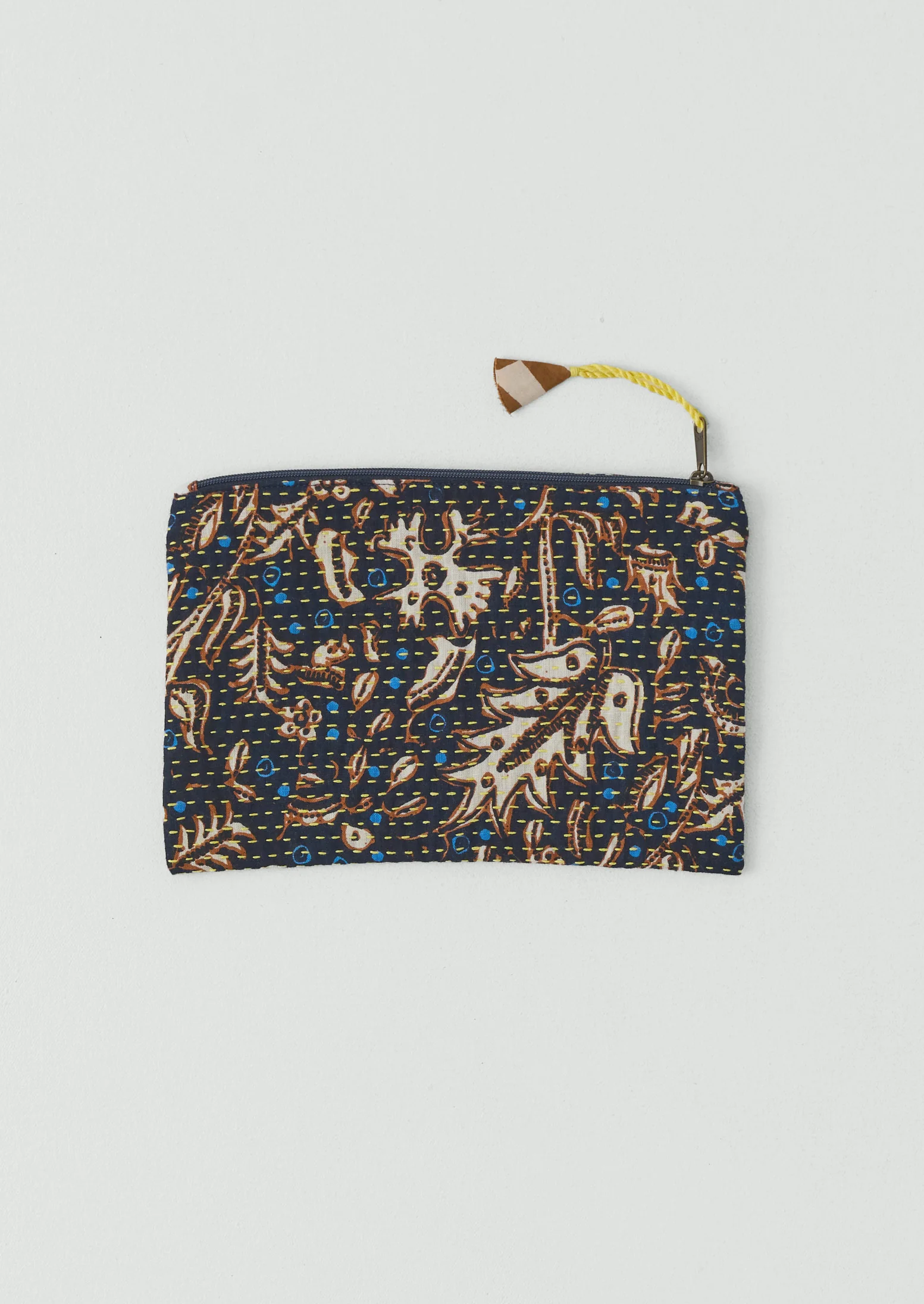 Remnant Fabric Kantha Pouch | Navy/Copper