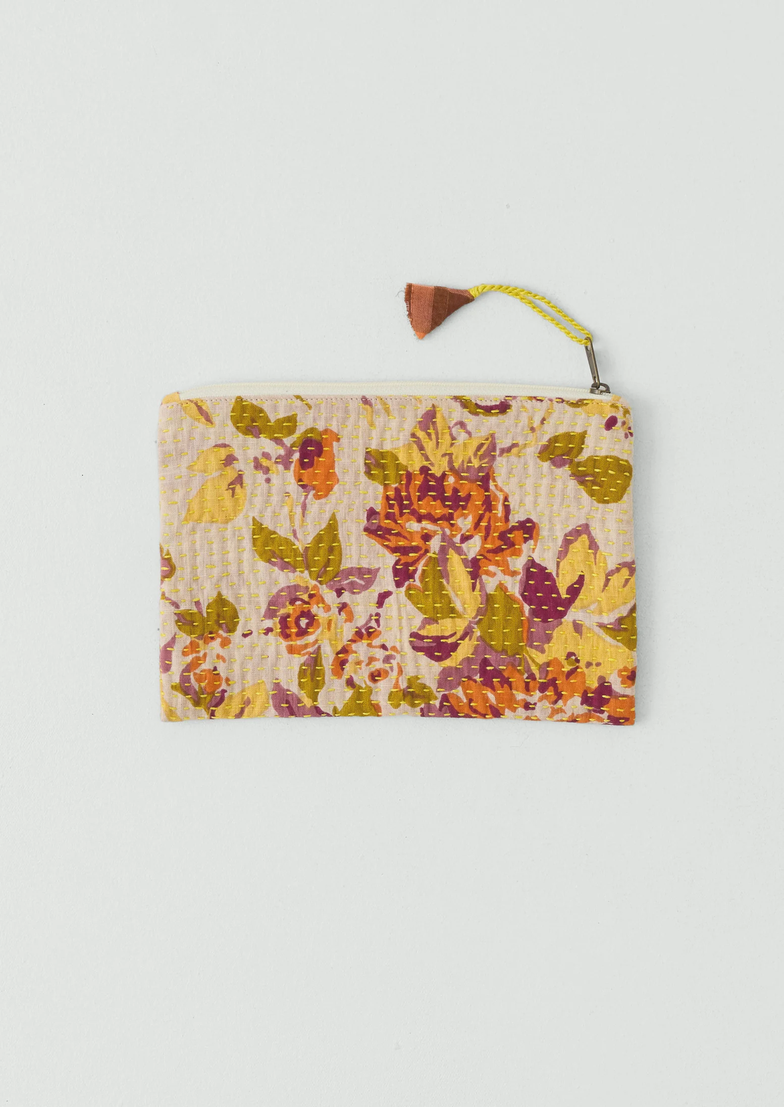 Remnant Fabric Kantha Pouch | Rose/Mimosa