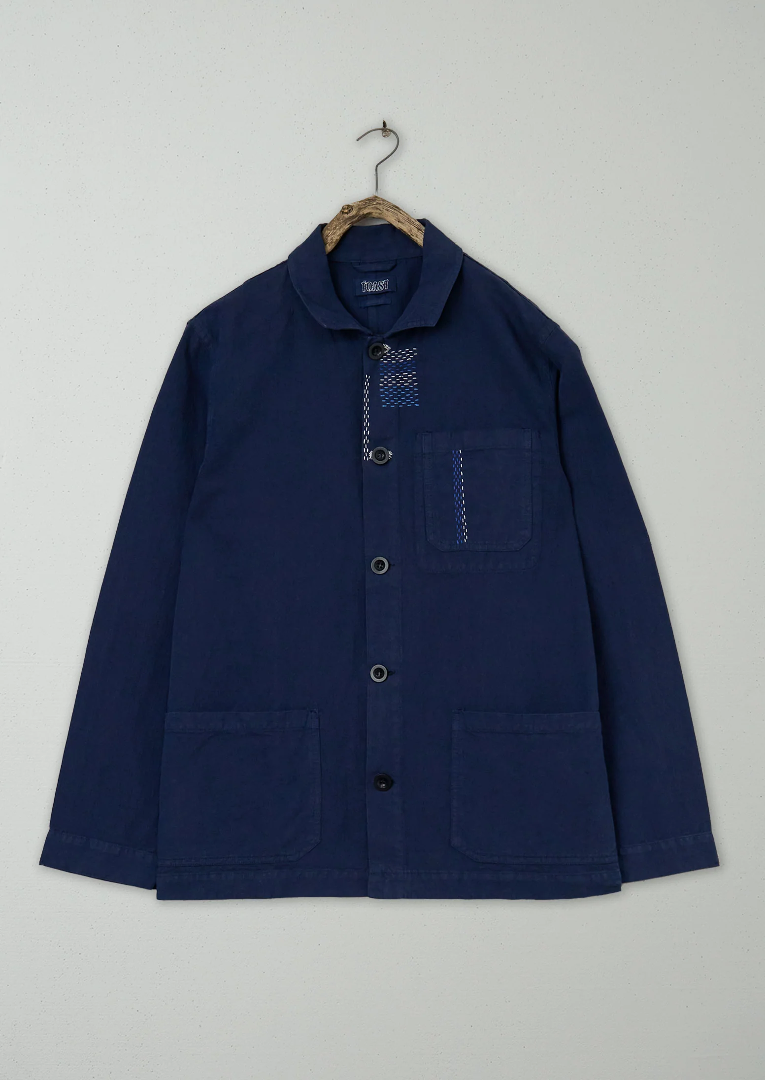Renewed Garment Dyed Herringbone Jacket Size M (01) | Dark Indigo