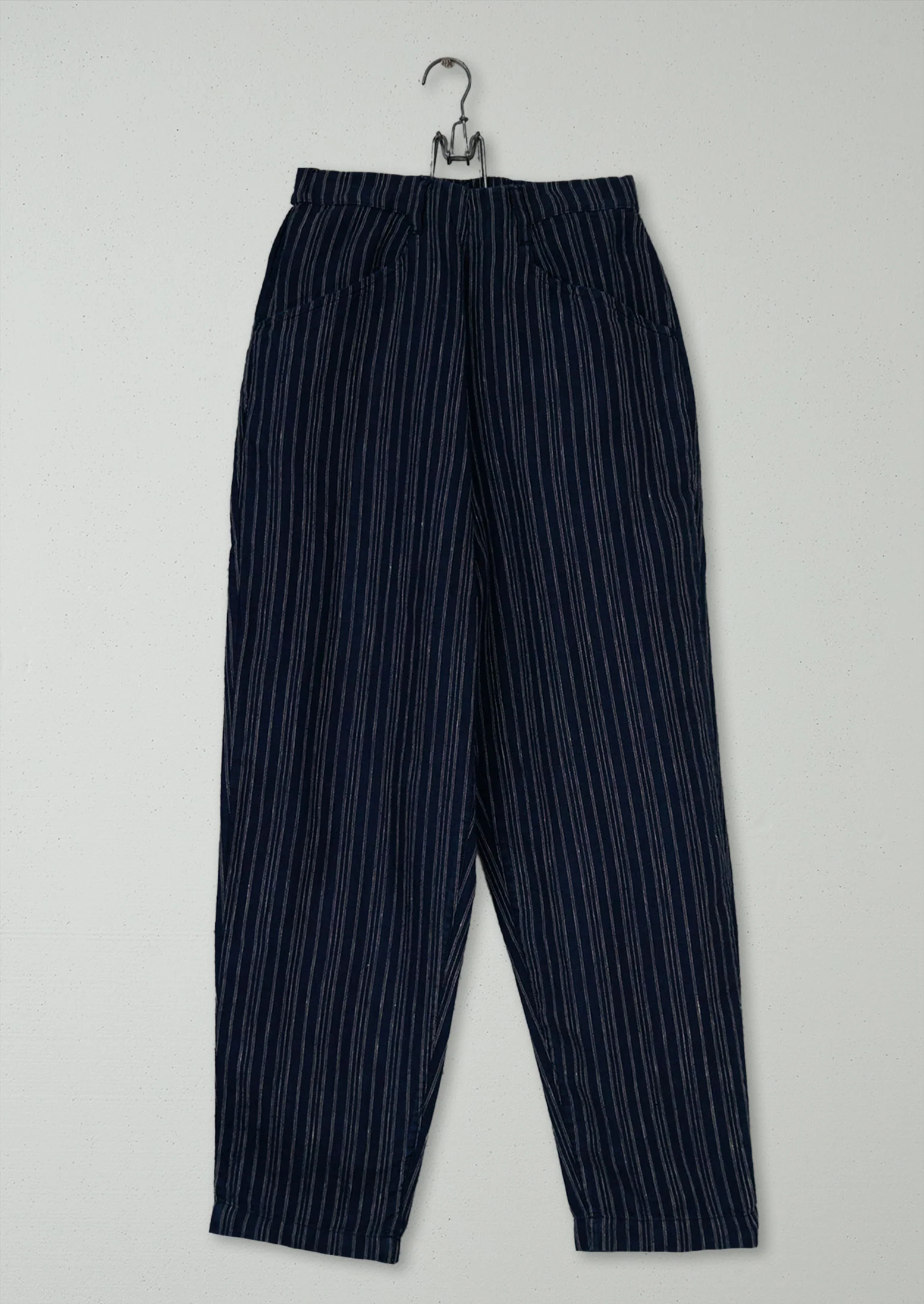Reworn Alix Stripe Linen Trousers Size XXS (1202) | Navy