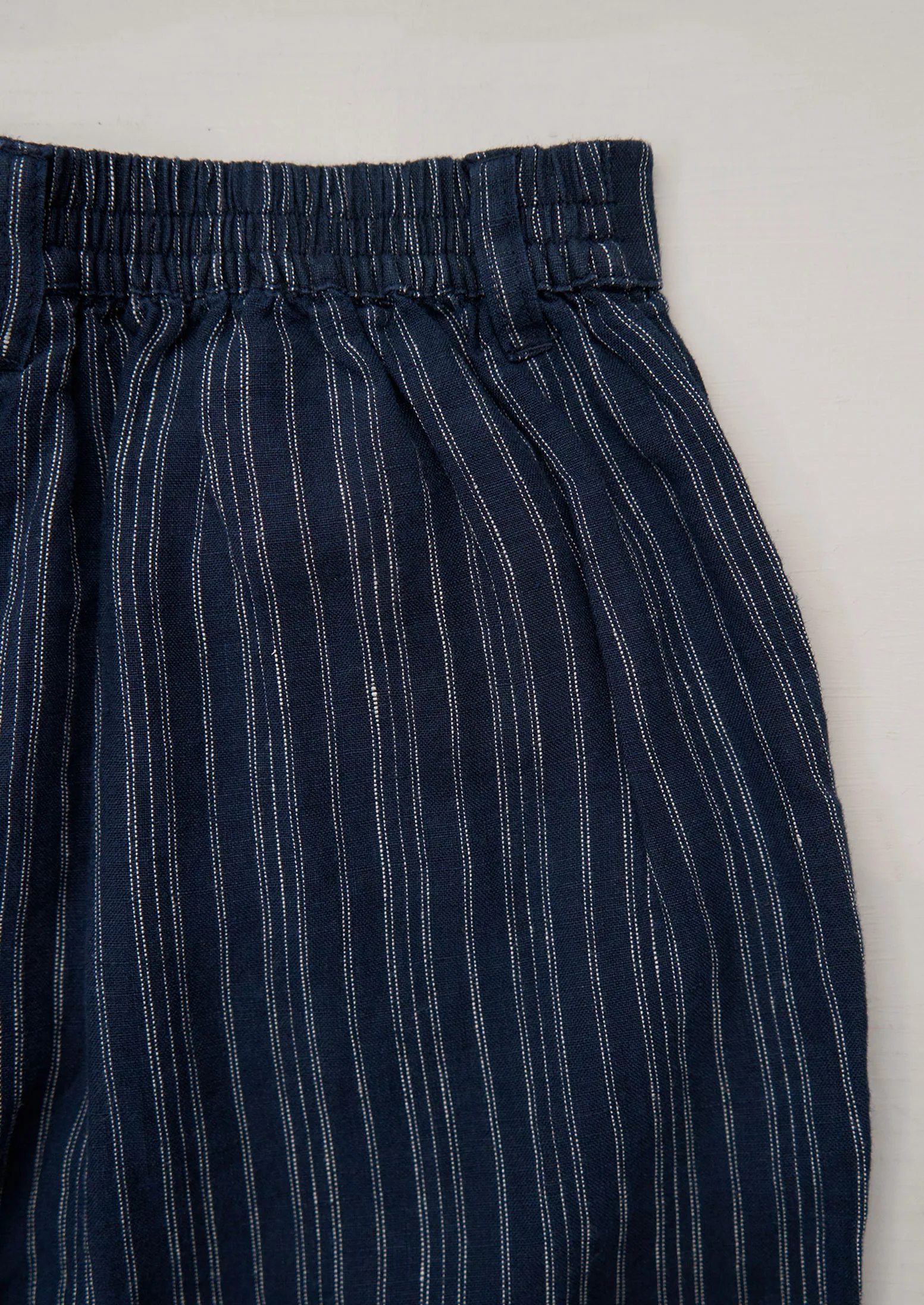 Reworn Alix Stripe Linen Trousers Size XXS (1202) | Navy - Image 2