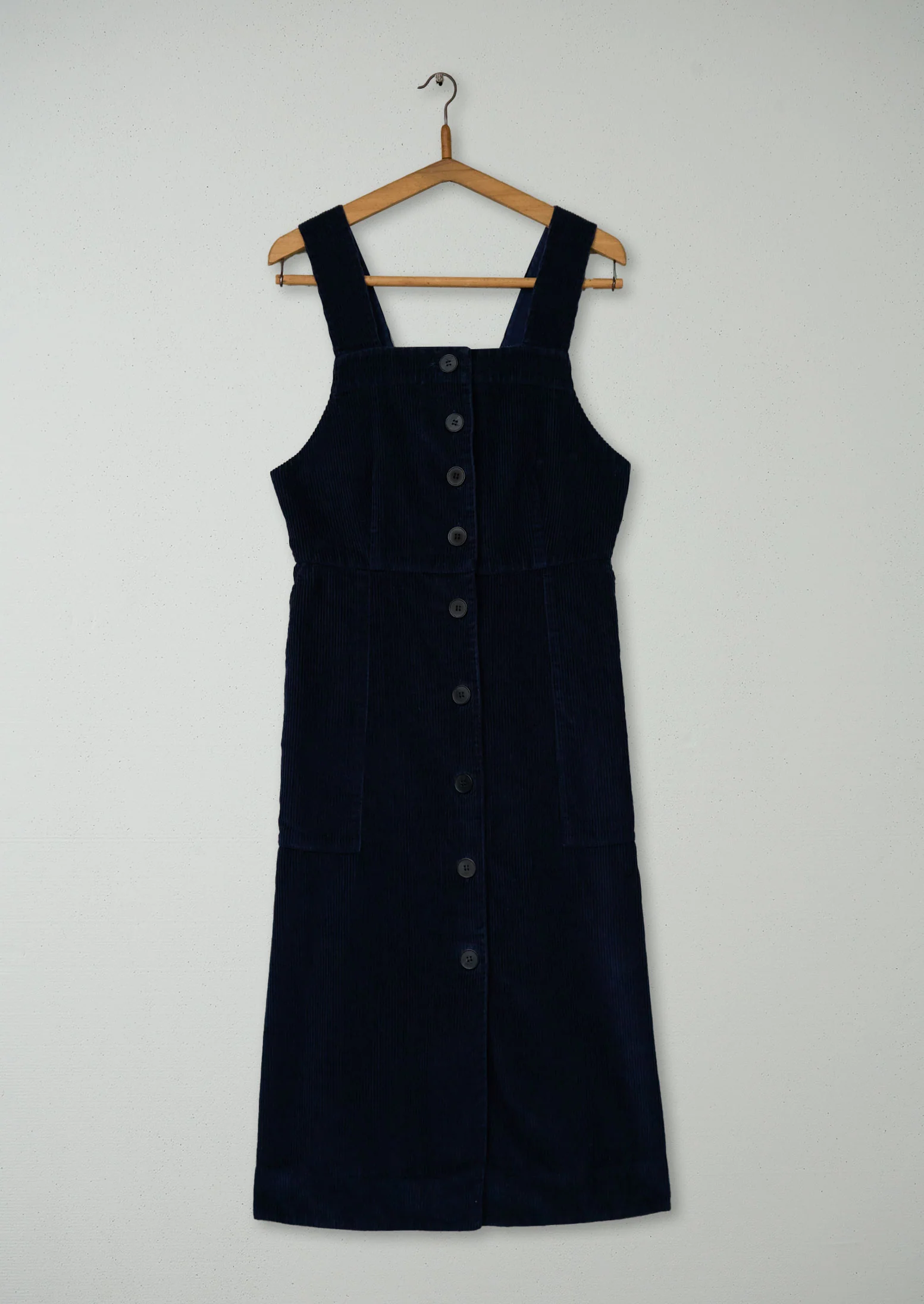 Reworn Cord Pinafore Dress Size 10 (1630) | Navy