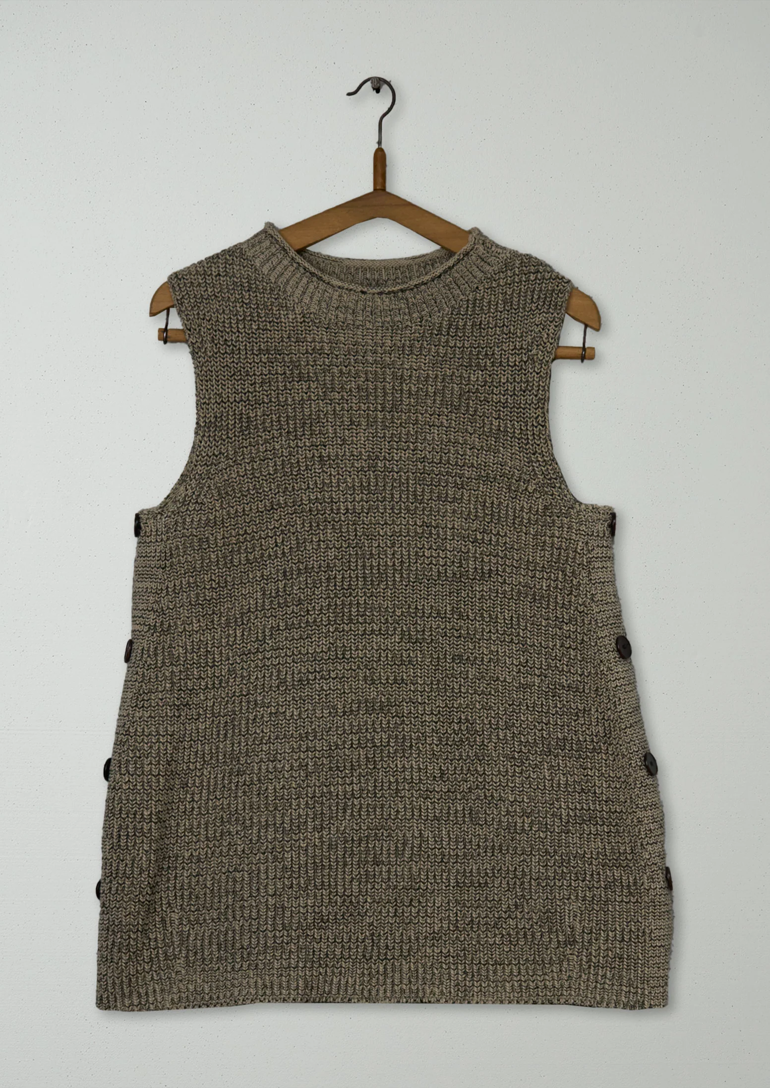 Reworn Fisherman Rib Side Button Tunic Size S (601) | Biscuit