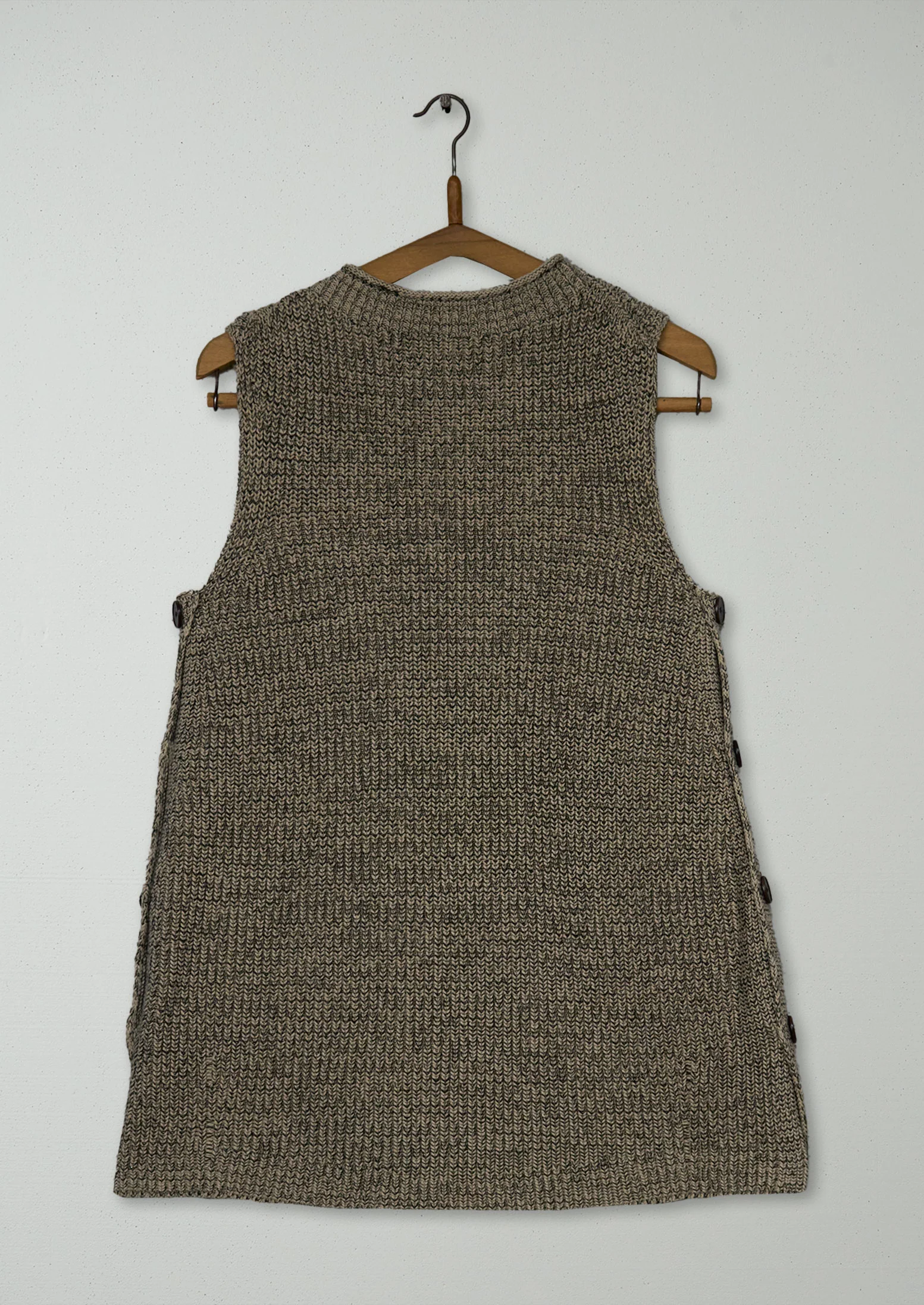 Reworn Fisherman Rib Side Button Tunic Size S (601) | Biscuit - Image 2