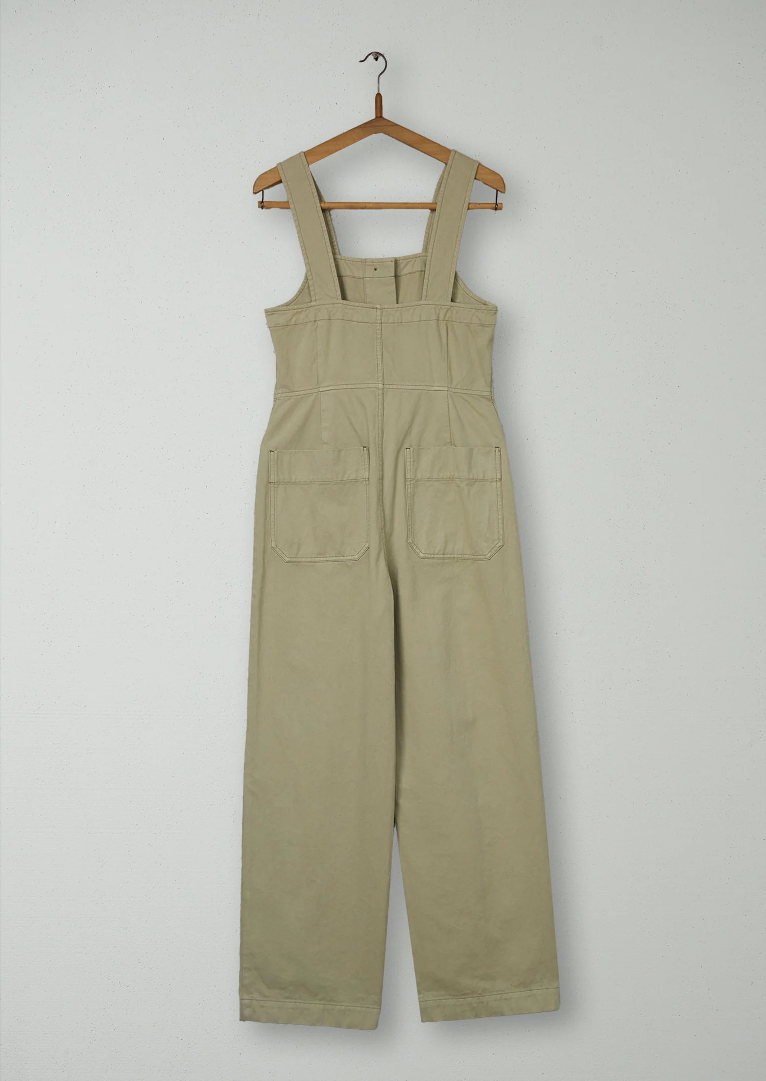 Reworn Herringbone Cotton Dungarees Size 6 (1203) | Stone - Image 2