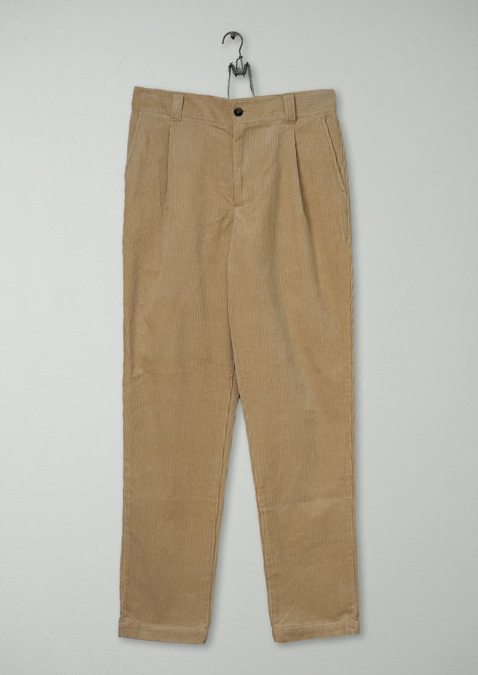 Reworn Mens Organic Cord Tapered Trousers Size 30 (075) | Taupe