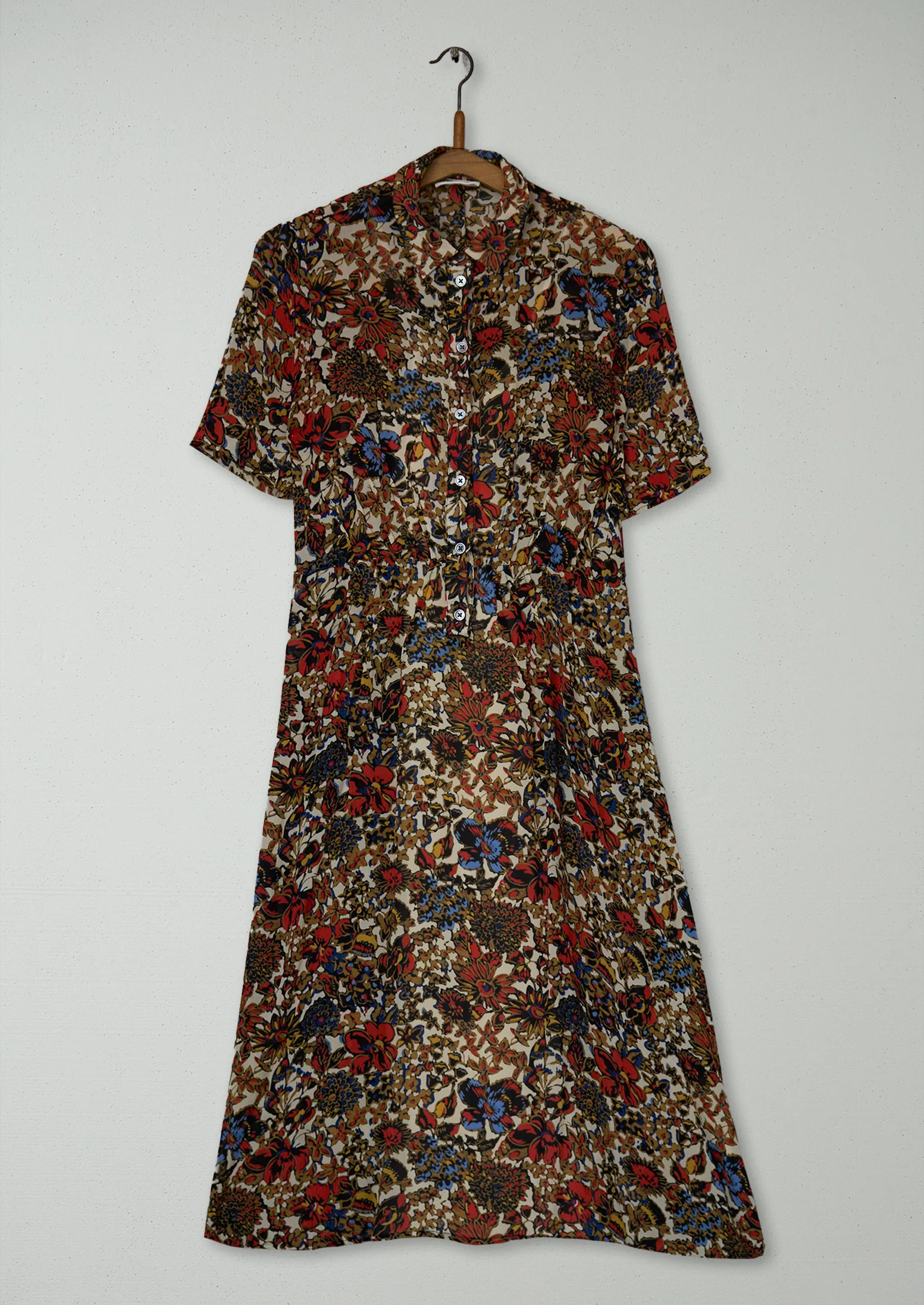Reworn Printed Shirt Dress Size 12 (1735) | Multi