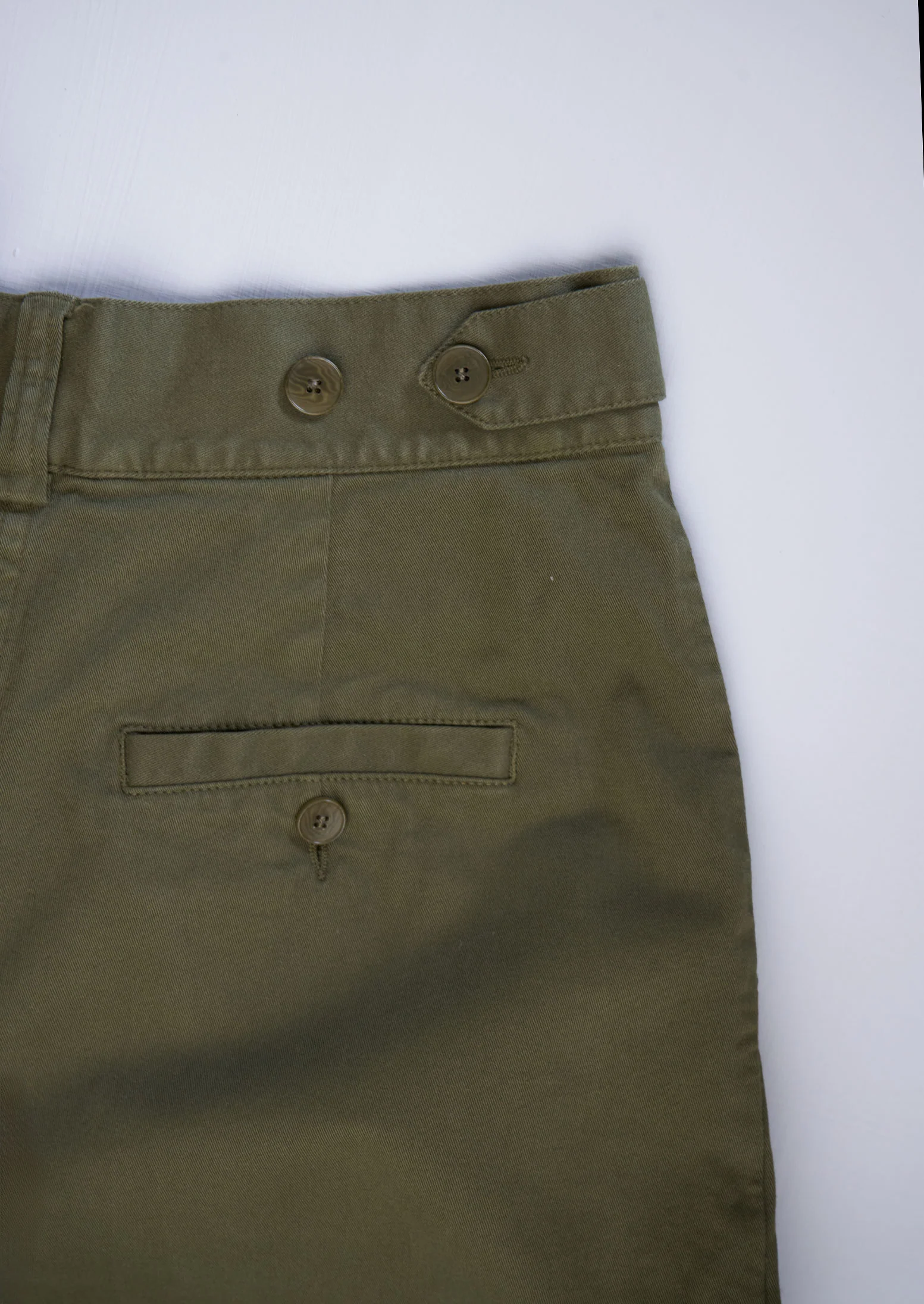 Reworn Side Tab Trousers Size 14 (1189) | Rich Olive - Image 2