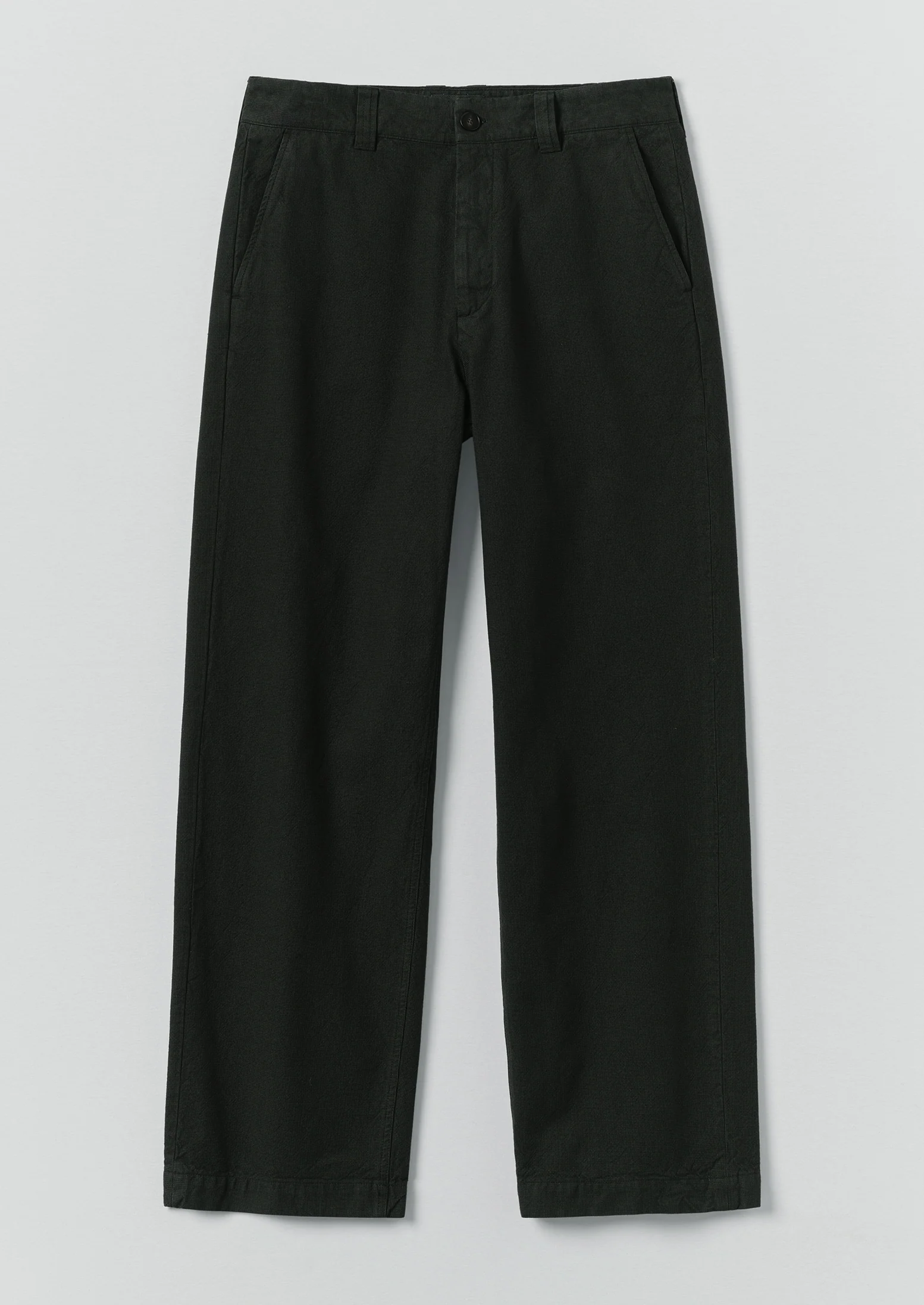 Rory Overdyed Micro Houndstooth Cotton Trousers | Oil Green