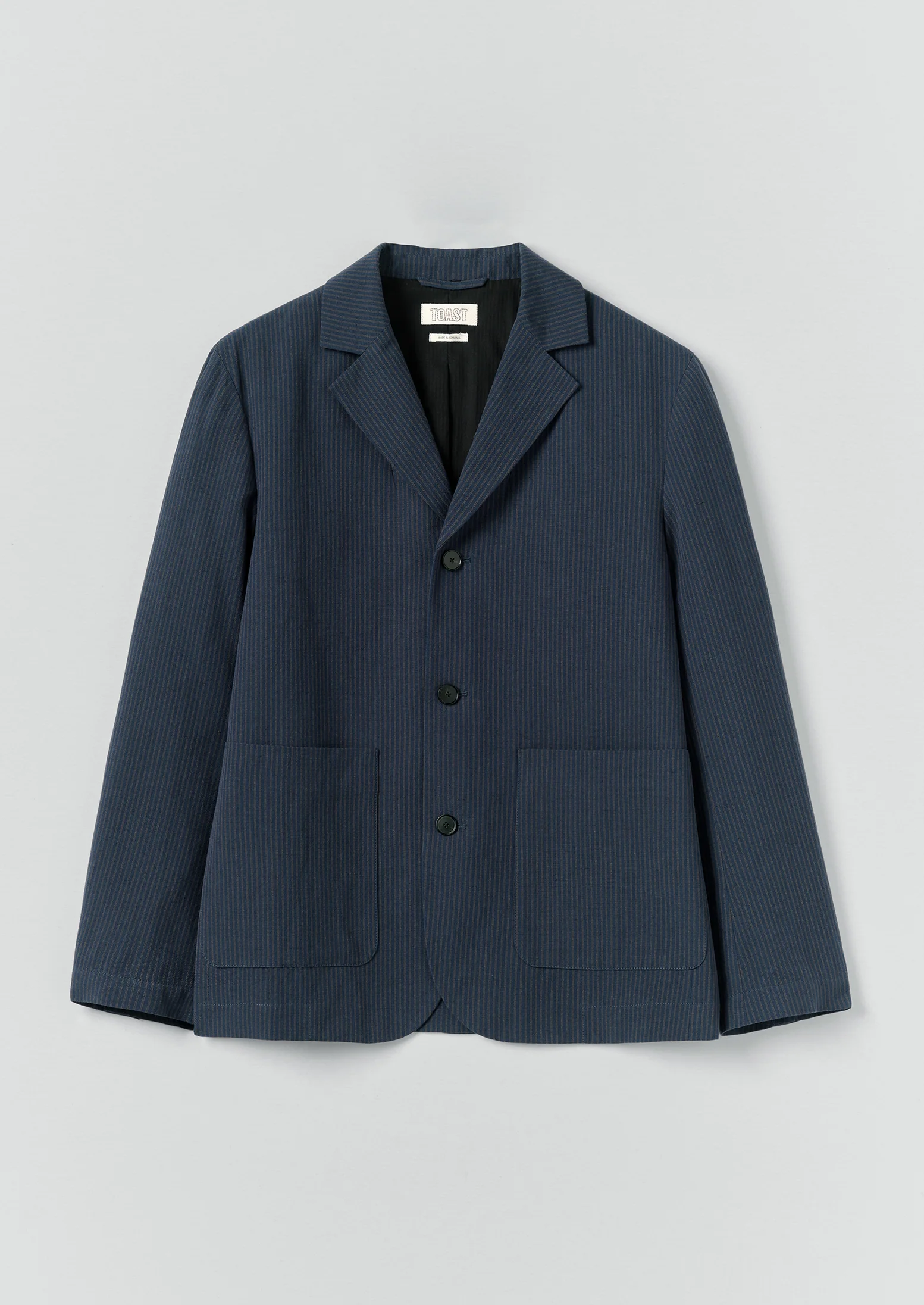Running Stitch Cotton Linen Blazer | Navy/Fawn