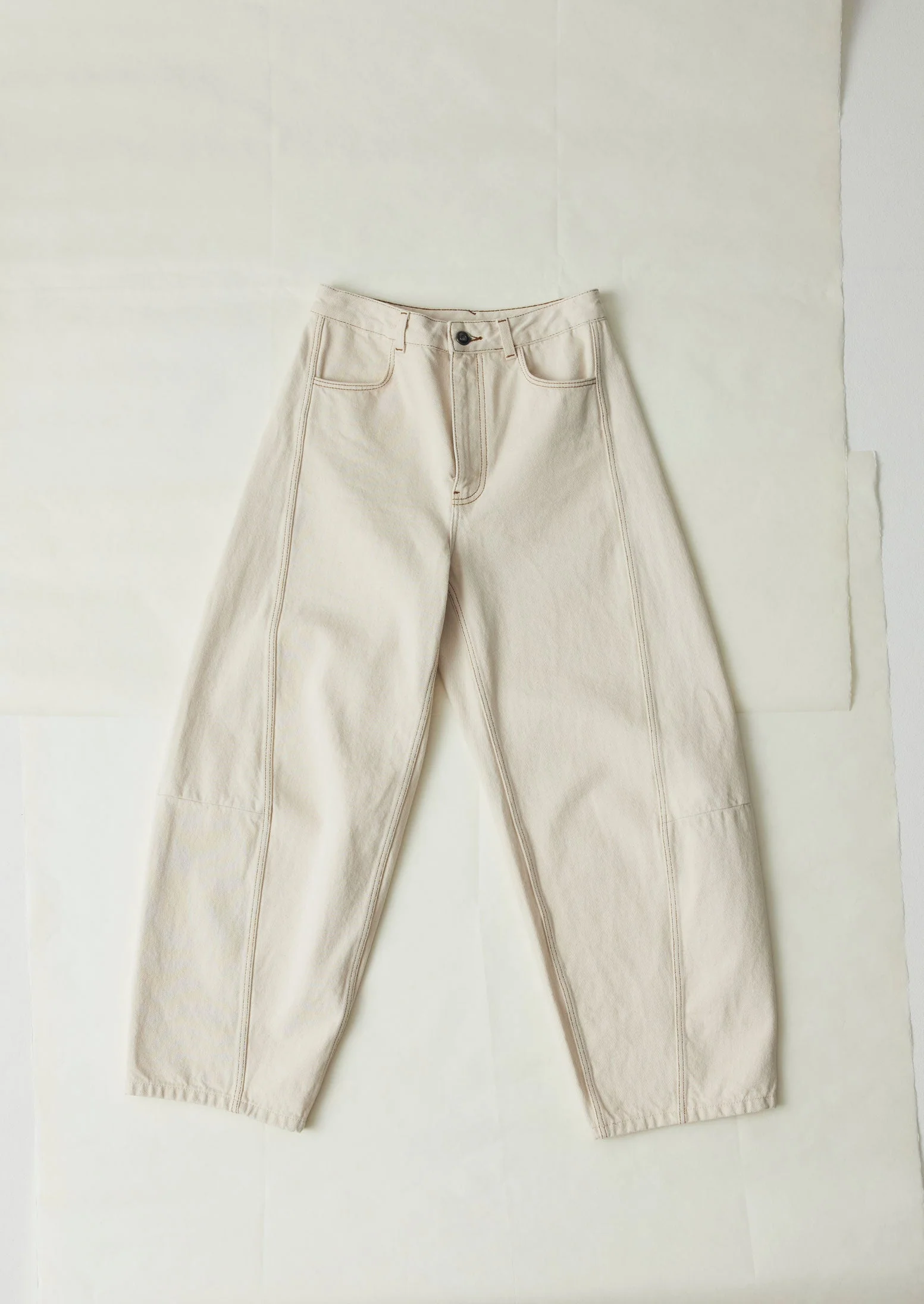 Sculptural Seamed Denim Trousers | Ecru