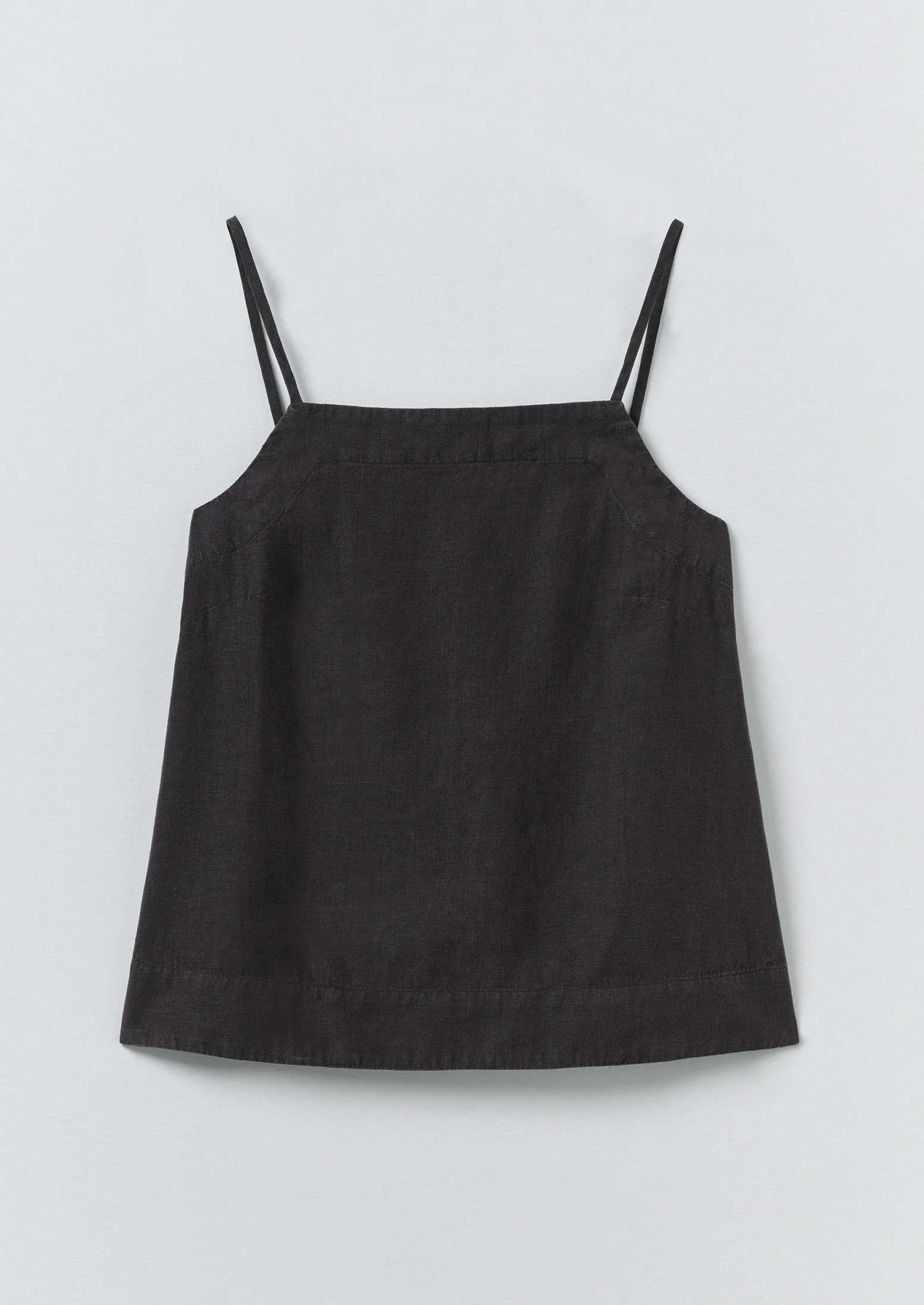 Square Neck Garment Dyed Linen Tank | Black Pepper