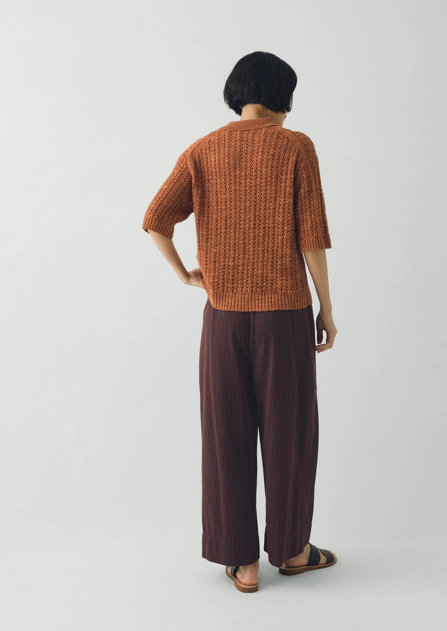 Stripe Fisherman Cotton Trousers | Black/Multi - Image 5