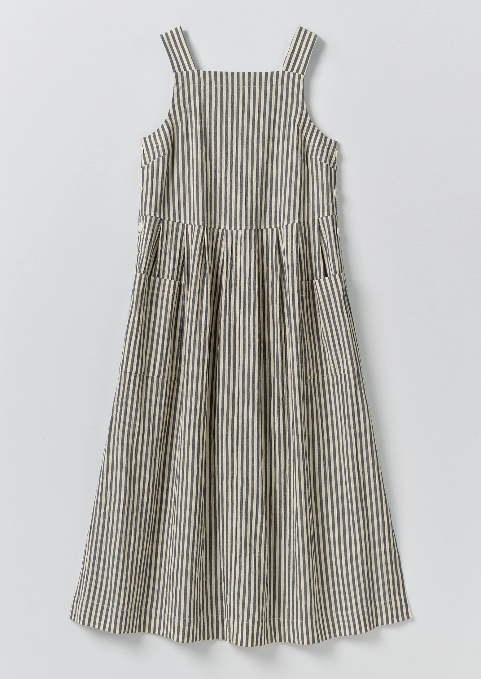 Tablier Stripe Cotton Pinafore Dress | Workshop Blue