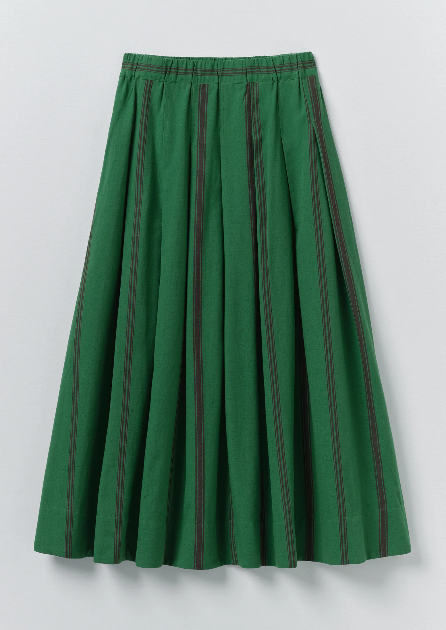 Tea Towel Stripe Cotton Skirt | Sea Green