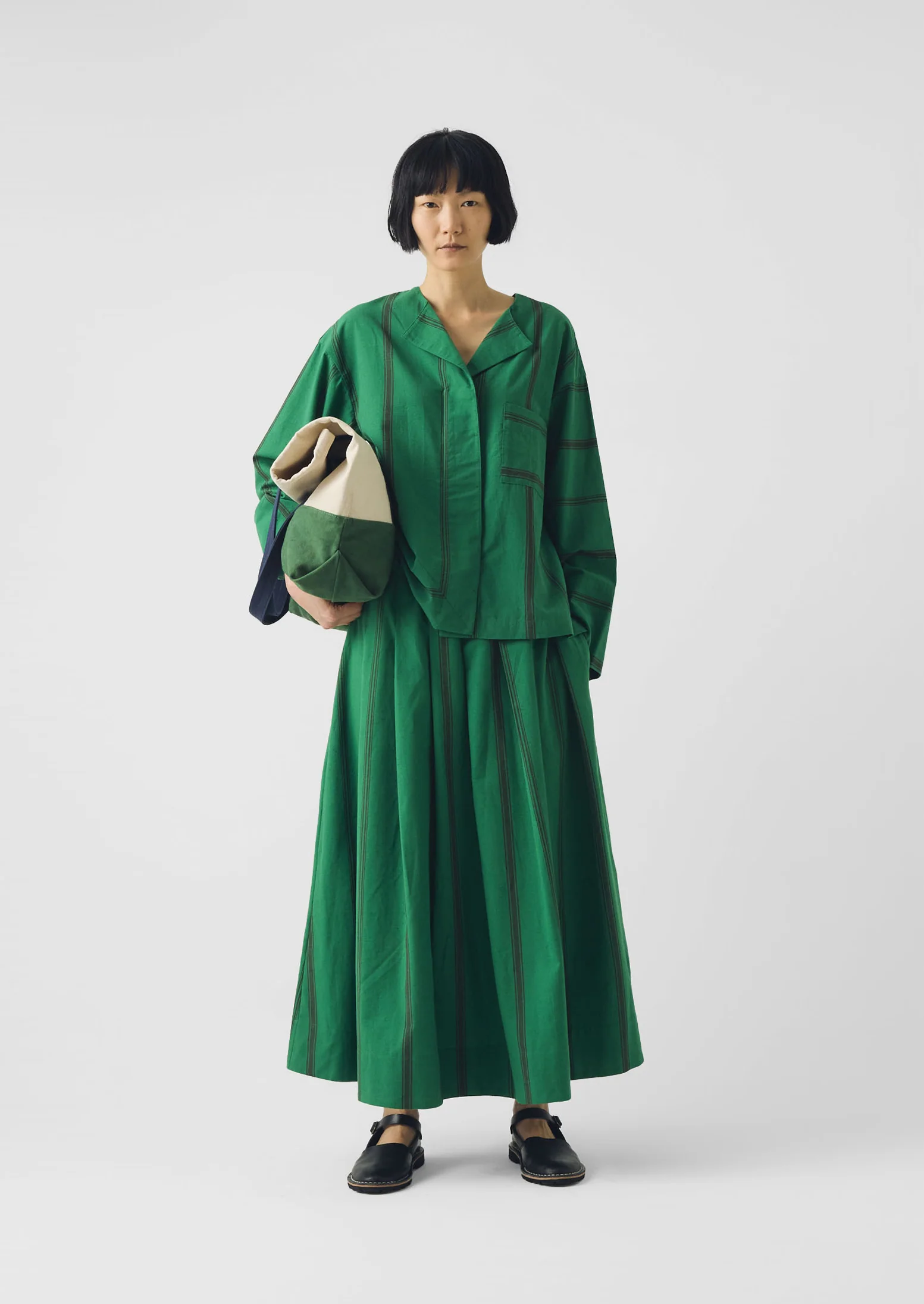 Tea Towel Stripe Long Sleeve Top | Sea Green - Image 6
