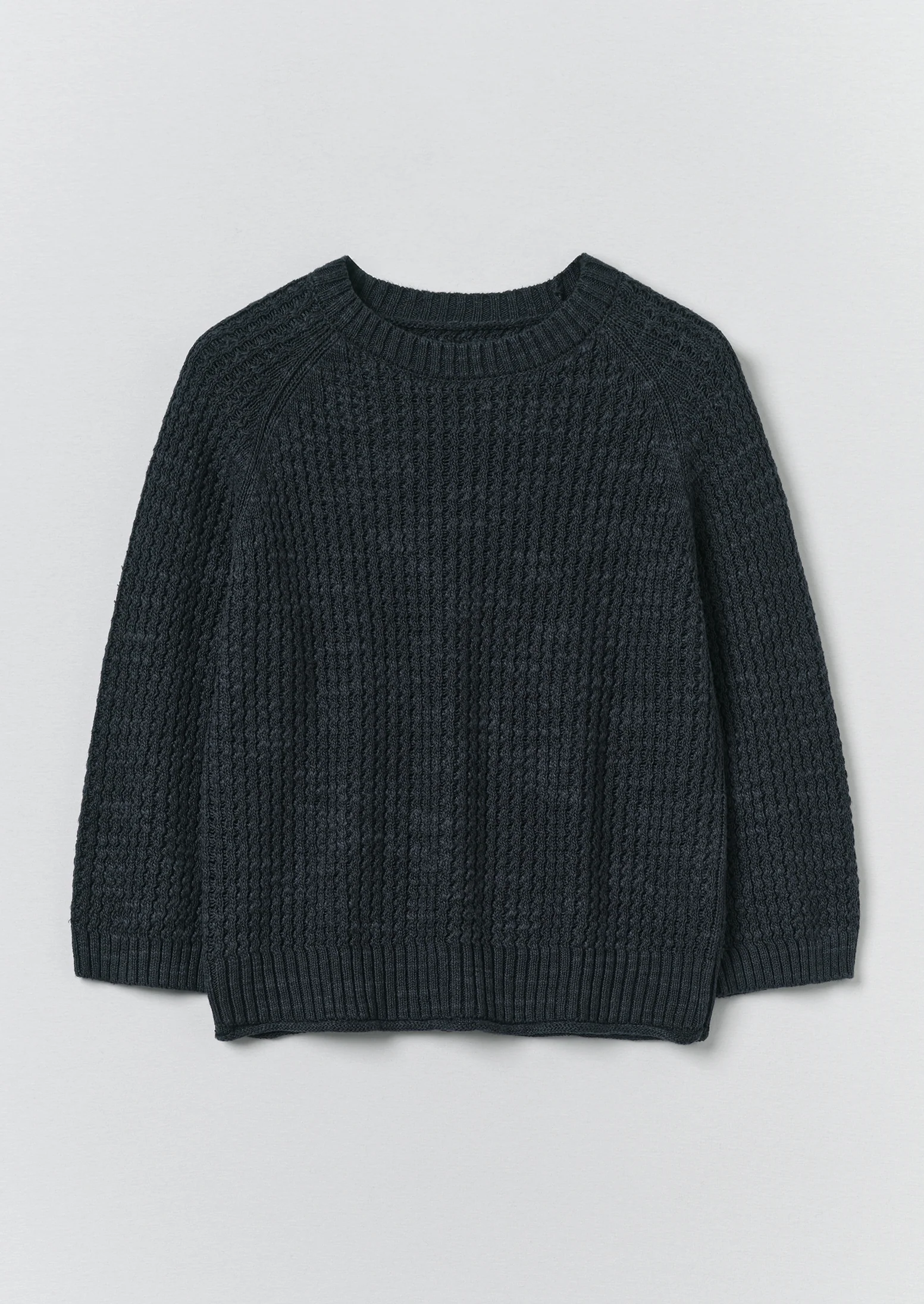 Textured Rib Linen Cotton Sweater | Dark Navy