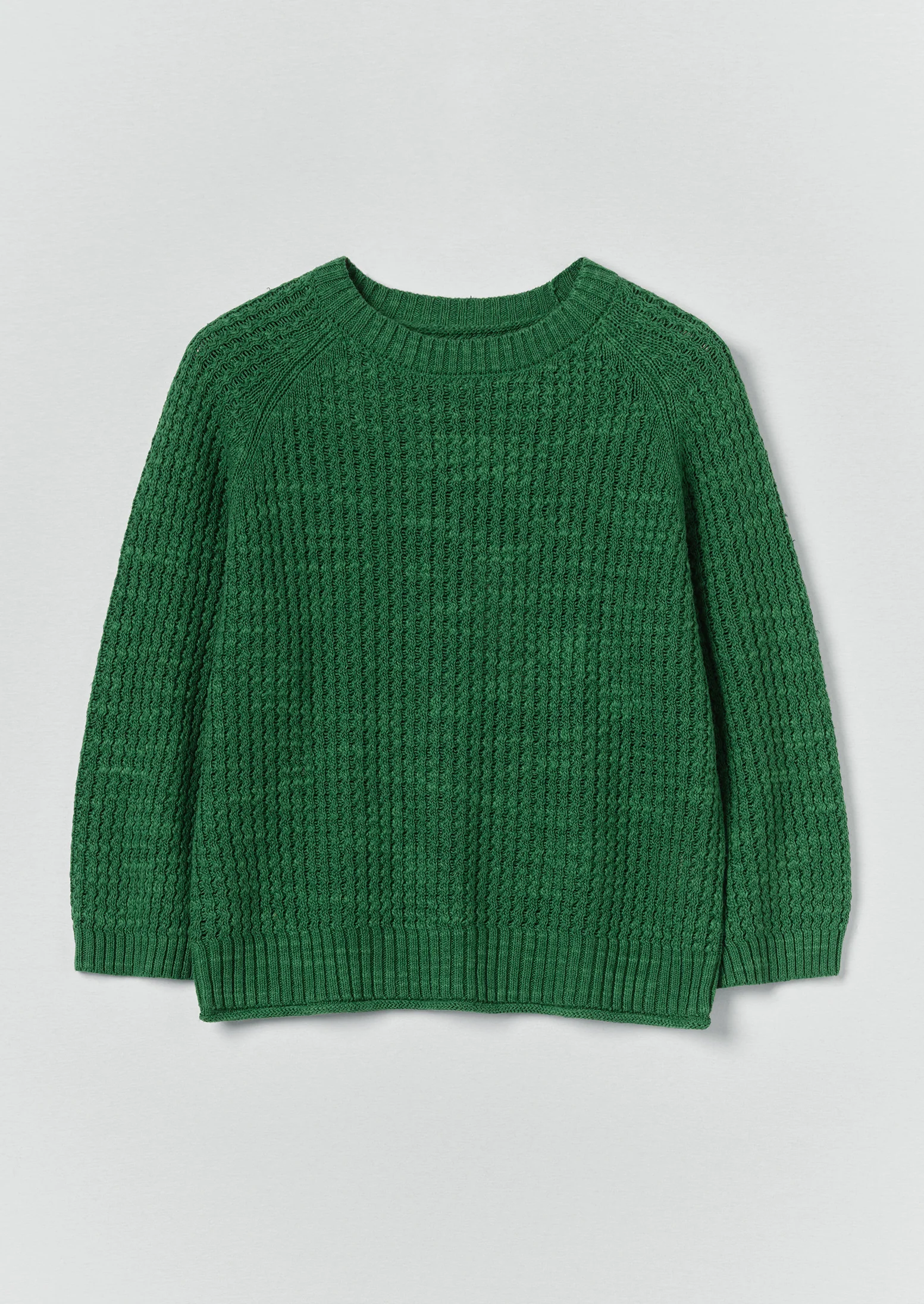 Textured Rib Linen Cotton Sweater | Viridian Green