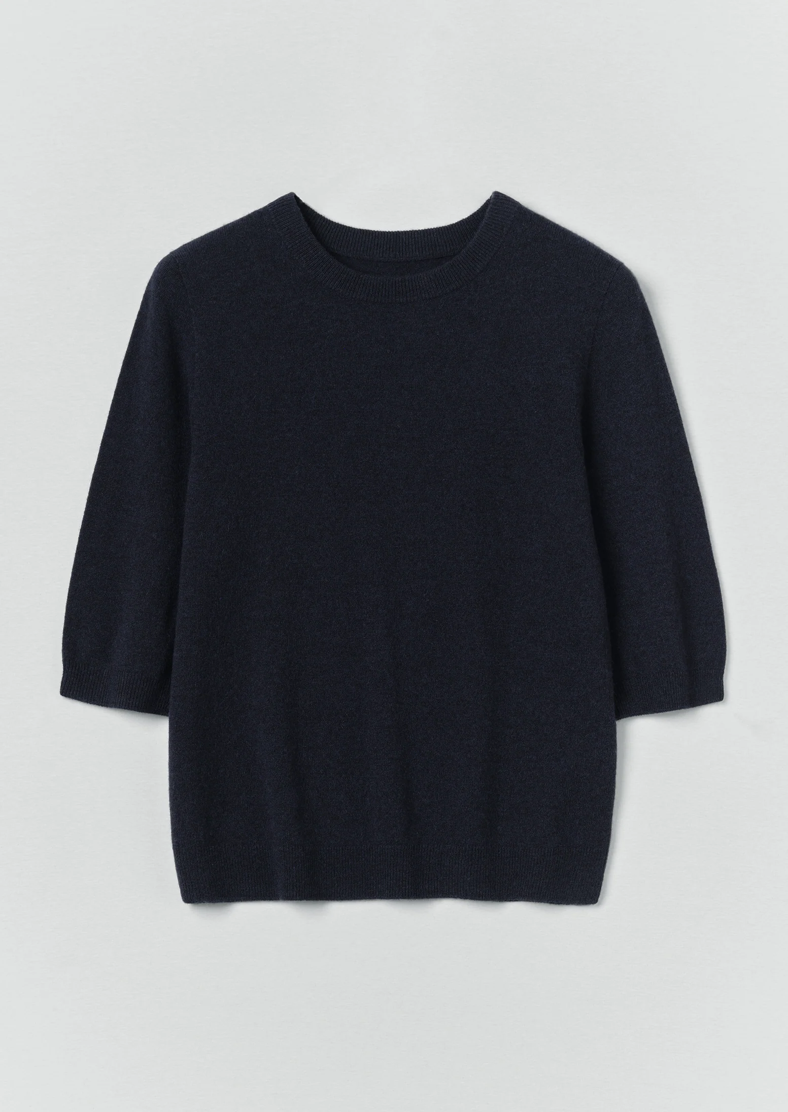 Wool Cashmere Half Sleeve Sweater | Darkest Navy