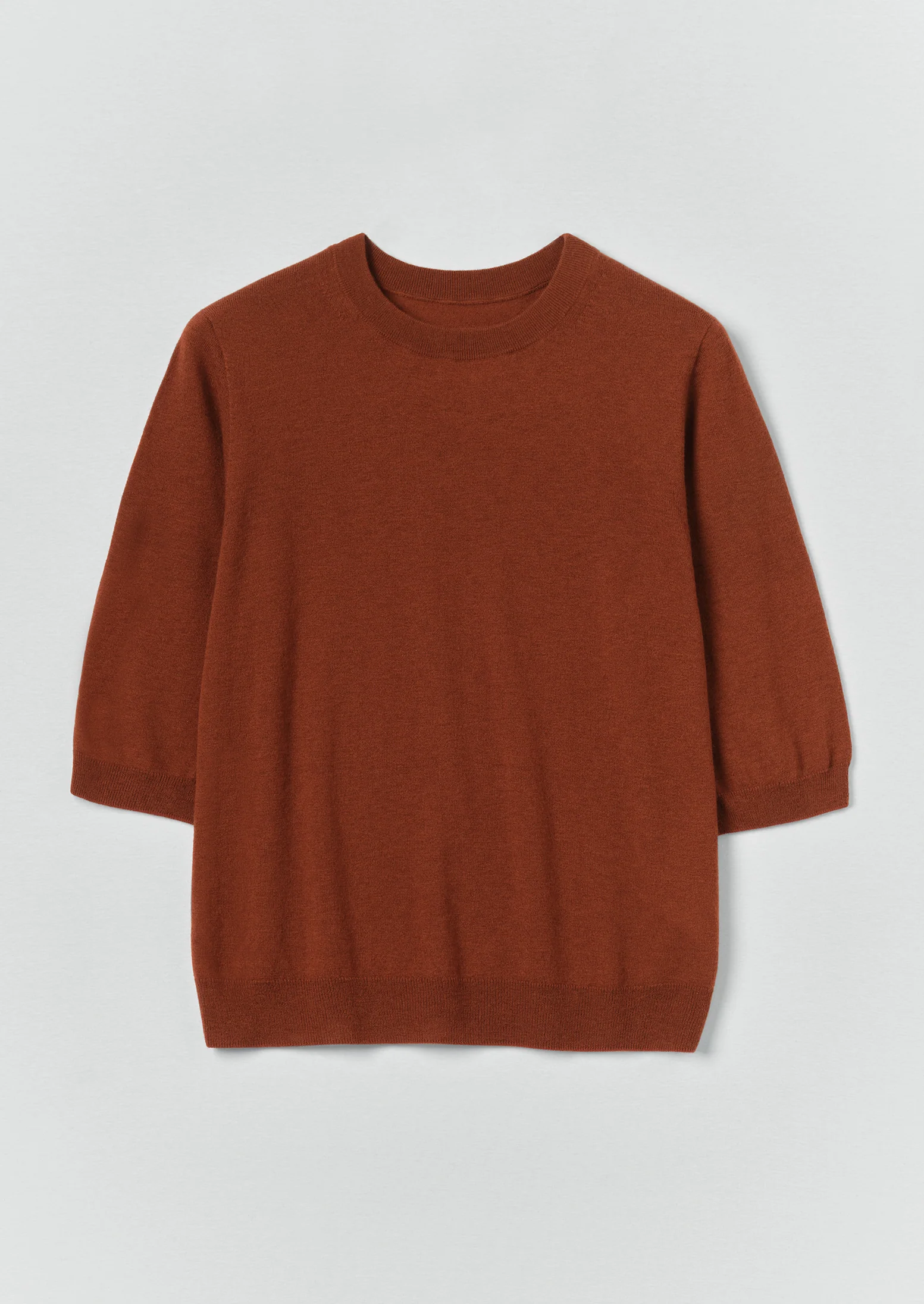Wool Cashmere Half Sleeve Sweater | Russet