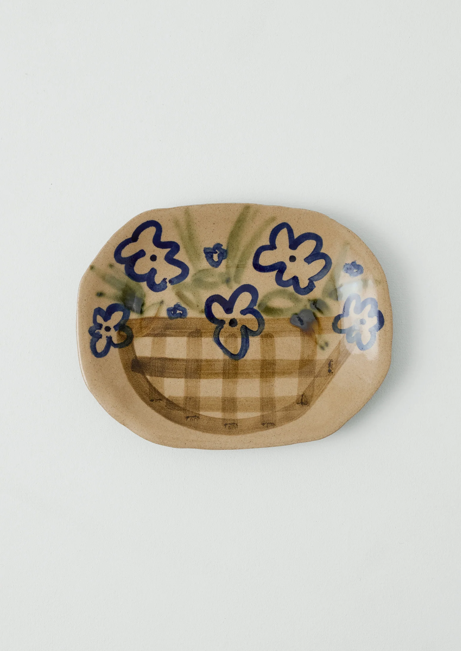 Zosia Painted Flower Platter | Natural/Blue