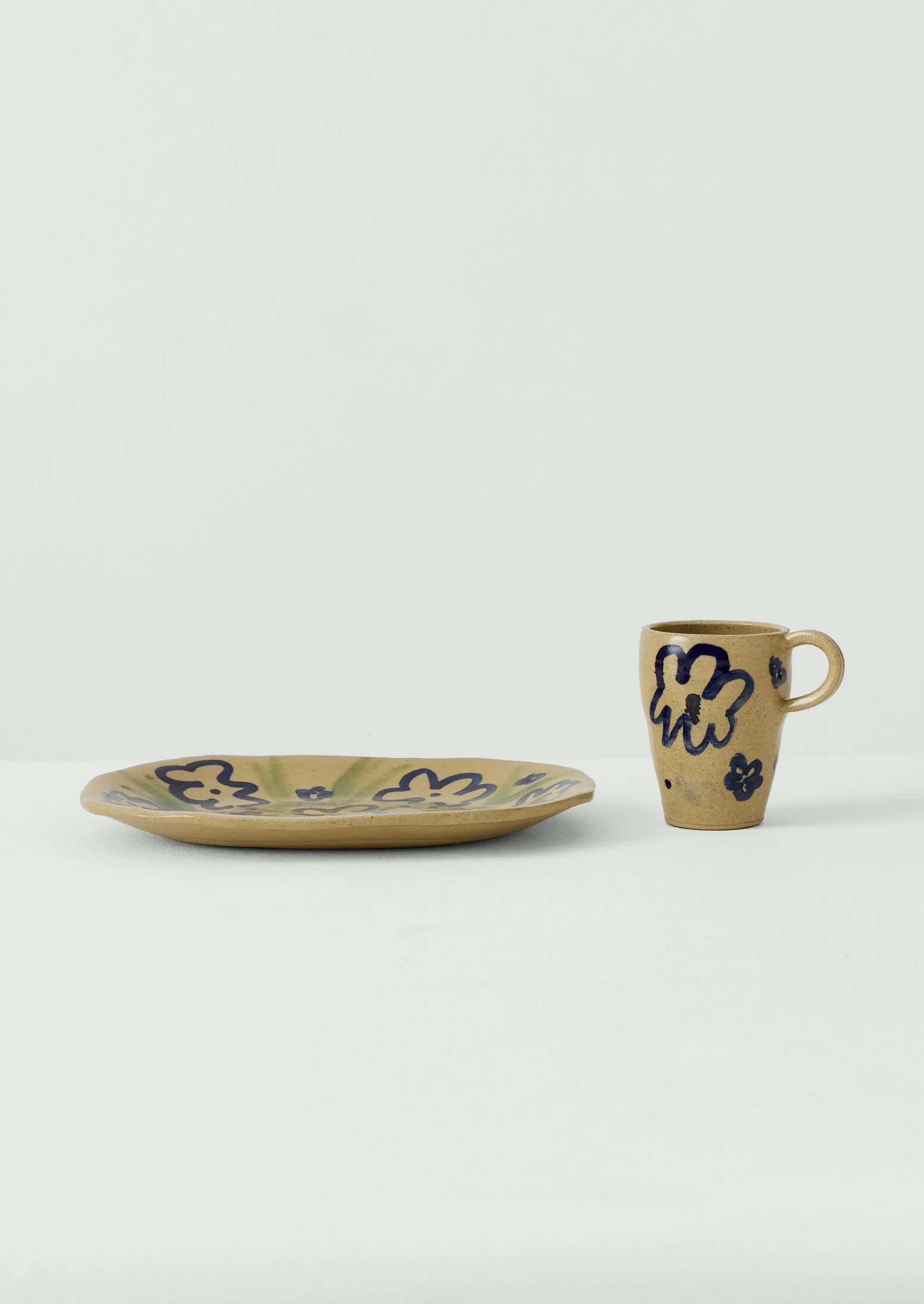 Zosia Painted Flower Platter | Natural/Blue - Image 2